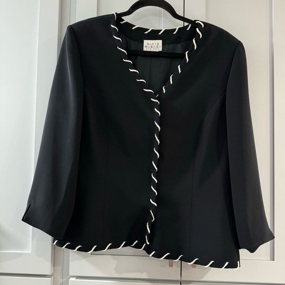 David Warren women’s Black Blazer with White Trim - Picture 1 of 7
